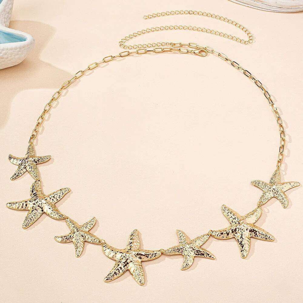 Fashion Sexy Beach Gold Color Metal Starfish Waist For Women Ocean Vacation Style Belly Chain Body Jewelry X260209
