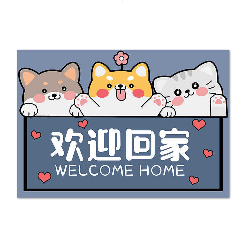 Cute pet welcome home doormat entrance door foyer mat household non-slip carpet crystal velvet floor mat S260207