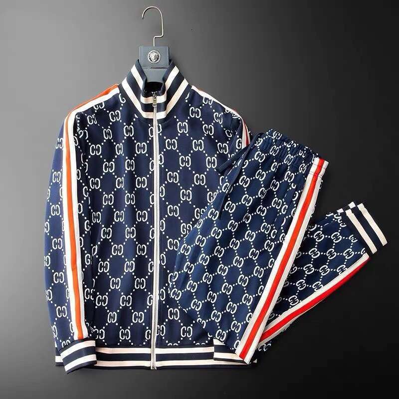 Spring And Autumn Jacket Set, Brand, Personalized Cardigan, Stand-Up Collar, Fashionable Casual Sports Two-Piece Set For Men