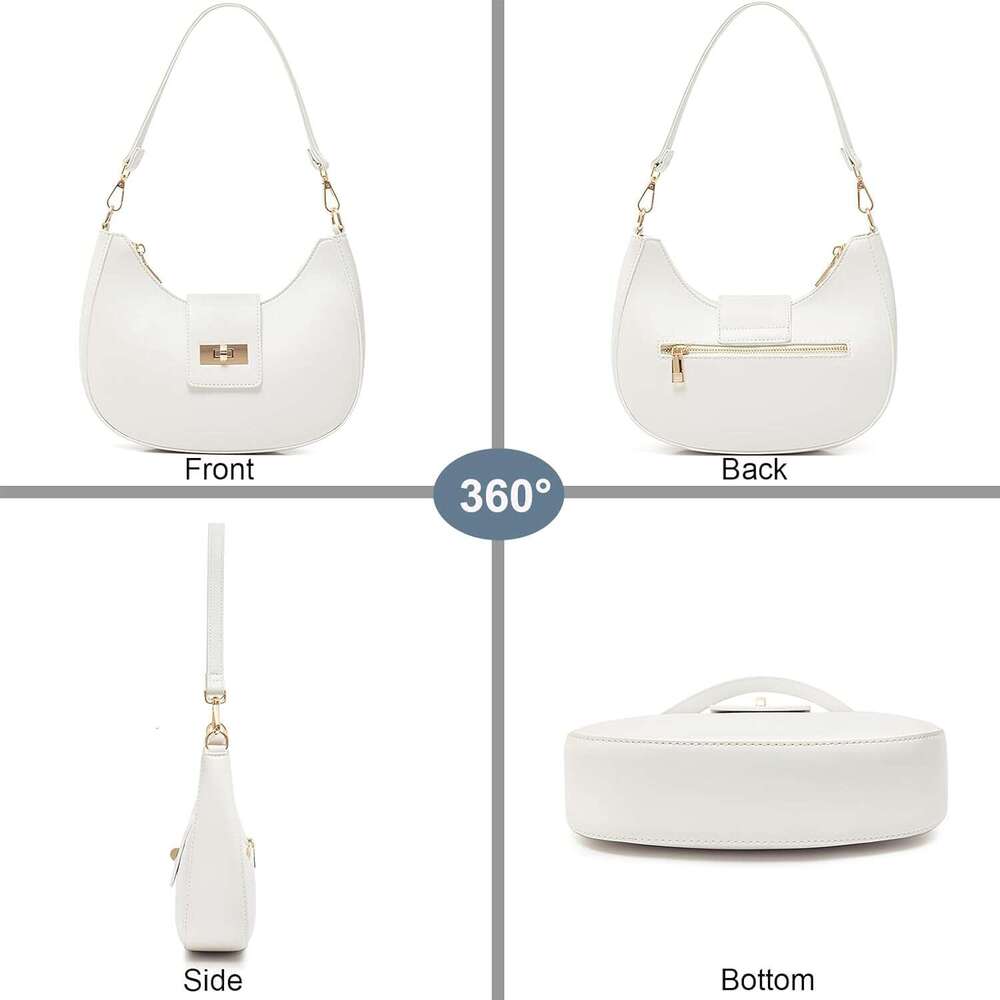 Crescent Shoulder Bag For Women Retro Vegan Leather Crossbody Bags Tote Handbag Underarm Purses