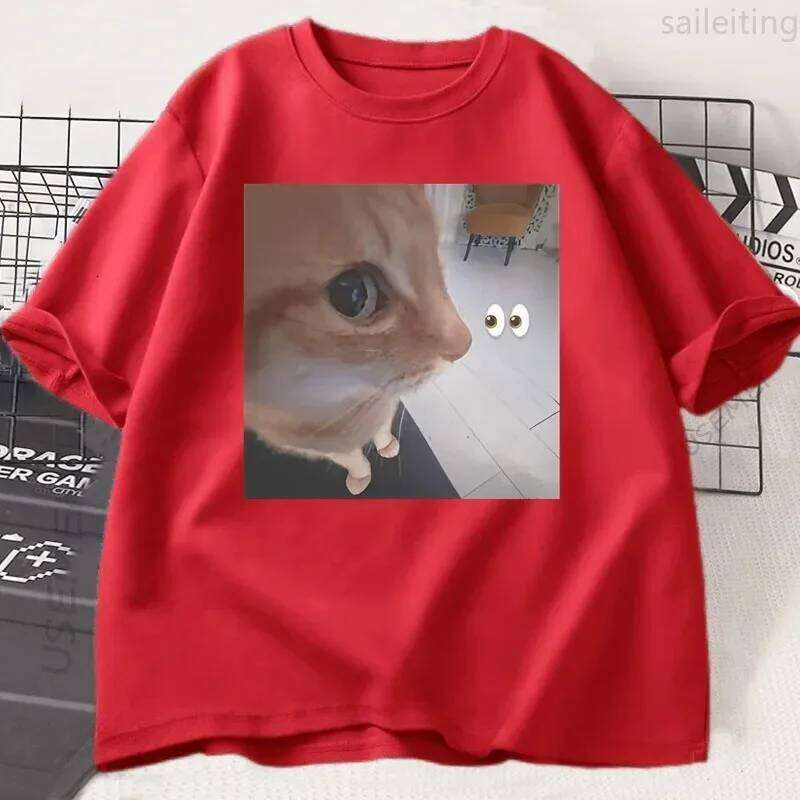 Silly Cat Meme T Shirt Funny Graphic Women Harajuku Short Sleeve Tshirt Oneck Summer Casual T-Shirt Streetwear Aesthetic Clothes X260209