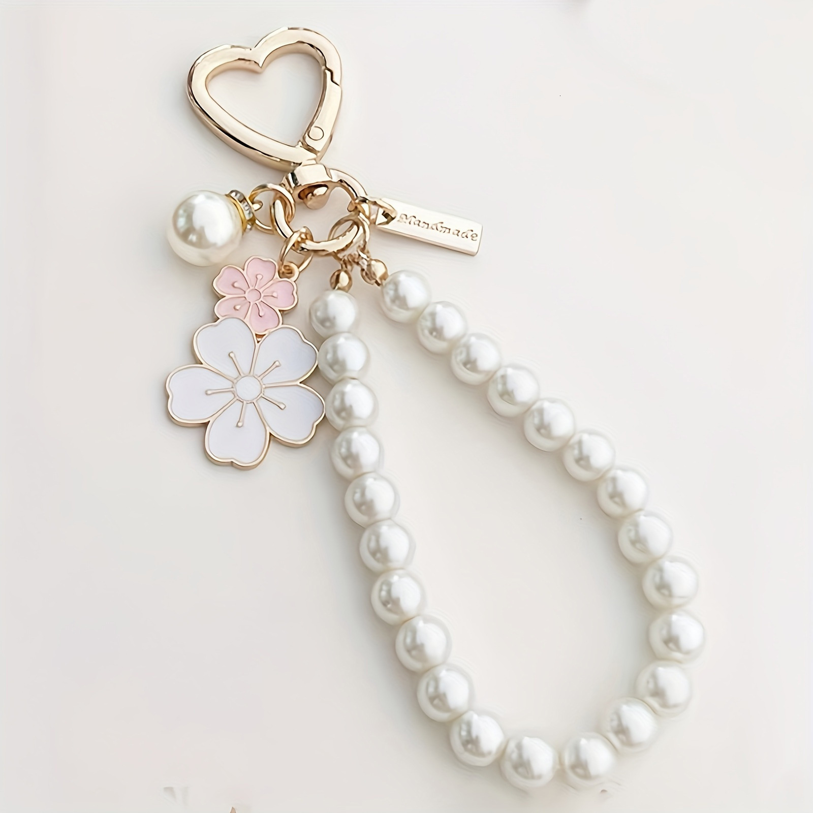 Bag Charm Key Chain Cute Bee Strawberry Heart Keychain Cross-Border Female Student Bag Pendant Keychain