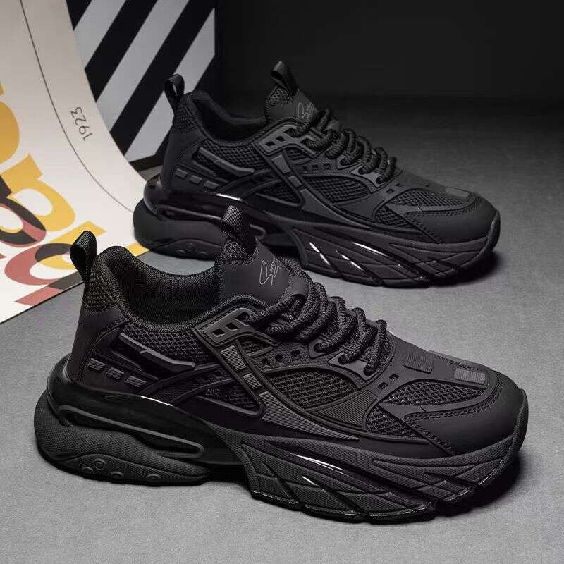 2025 New Winter Breathable Men's Height Increasing Warrior Dad Thick Sole Mesh Casual Sports Trendy Shoes