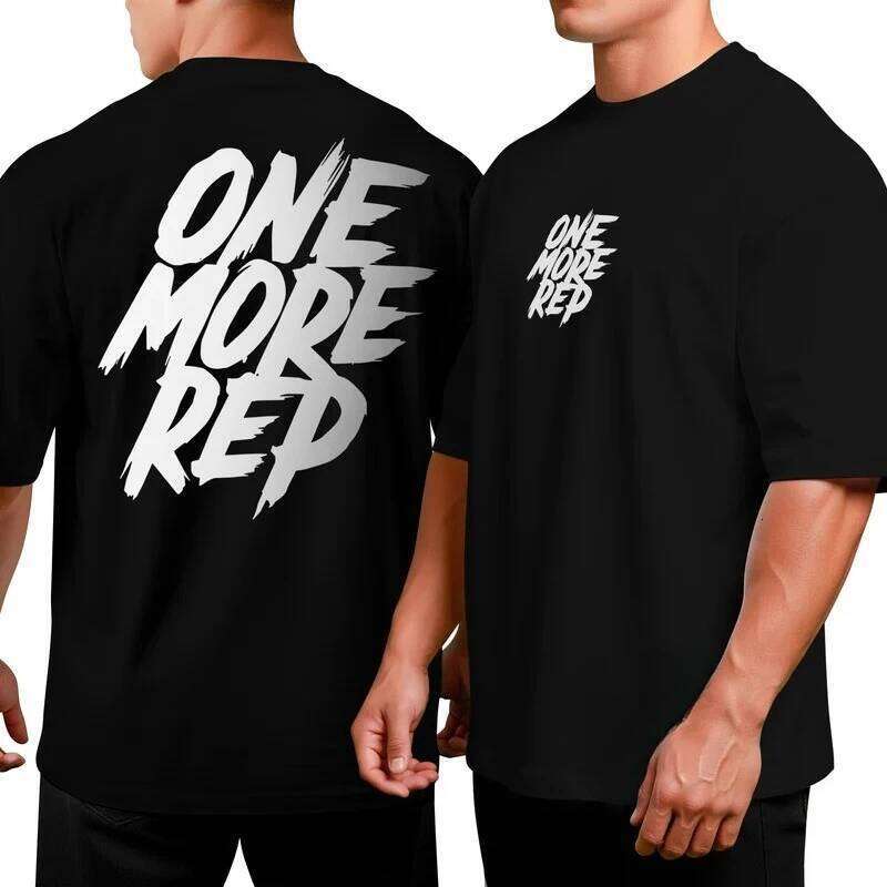 Men's T-Shirt Vintage Funny Gym Workout ONE MORE REP Weightlifting Women Streetwear Cotton Oversized Tees Short Sleeve Loose Top X260209