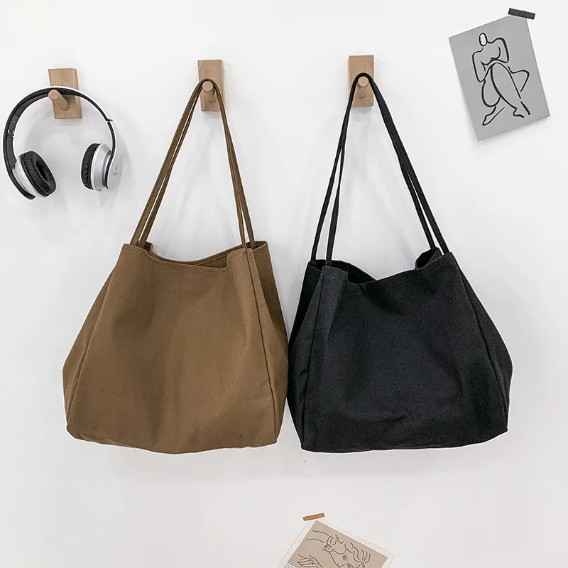 Casual Large Capacity Canvas Shopper High Quality Eco Reusable Grocery Handbag For Women Travel Shoulder Bags Daily Pouch 260120