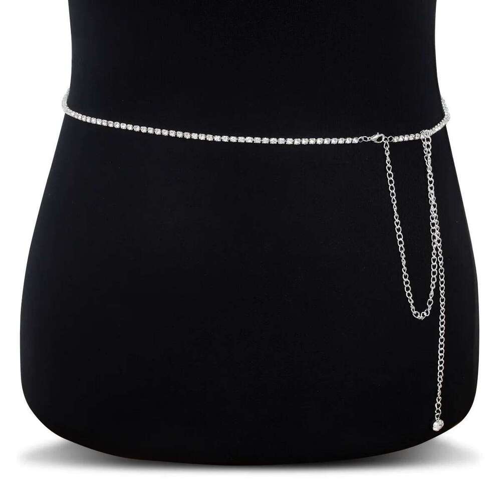 Fashionable Single Layer Minimalist Style Rhinestone Waist Sandy Beach Women's Body Chain Jewelry X260209