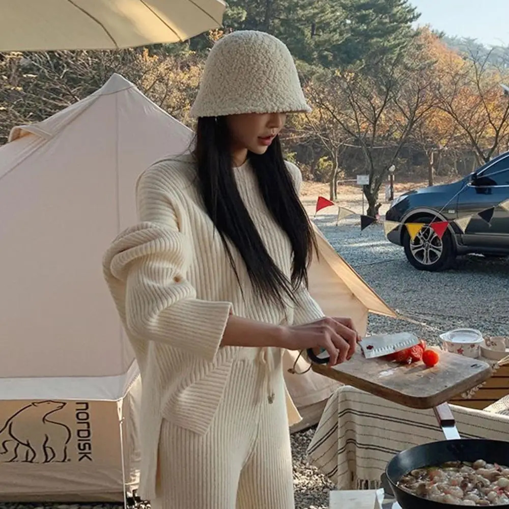 2025 Autumn Winter Wool Bucket Hat Women Fashion Vintage Rabbit Fur Fisherman Hats Soft Warm Wool Basin Cap Korean Panama Hats 260202