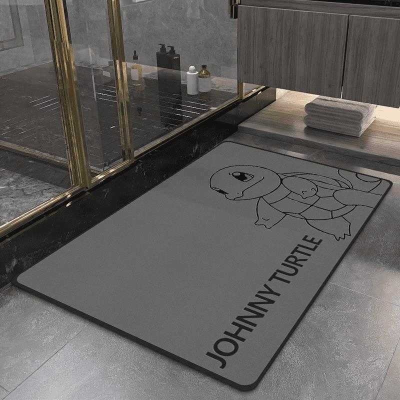 Thickened diatomite bathroom rug with printed design foldable and absorbent floor mat for bathroom and restroom entrance S260207