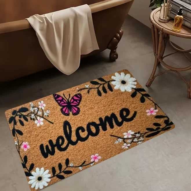 Entrance Carpet Pink Rose Welcome Home Mat Non-Slip Soft Floor Mat Indoor Outdoor Doormat Kitchen Floor Home Mats Foot Mat S260207