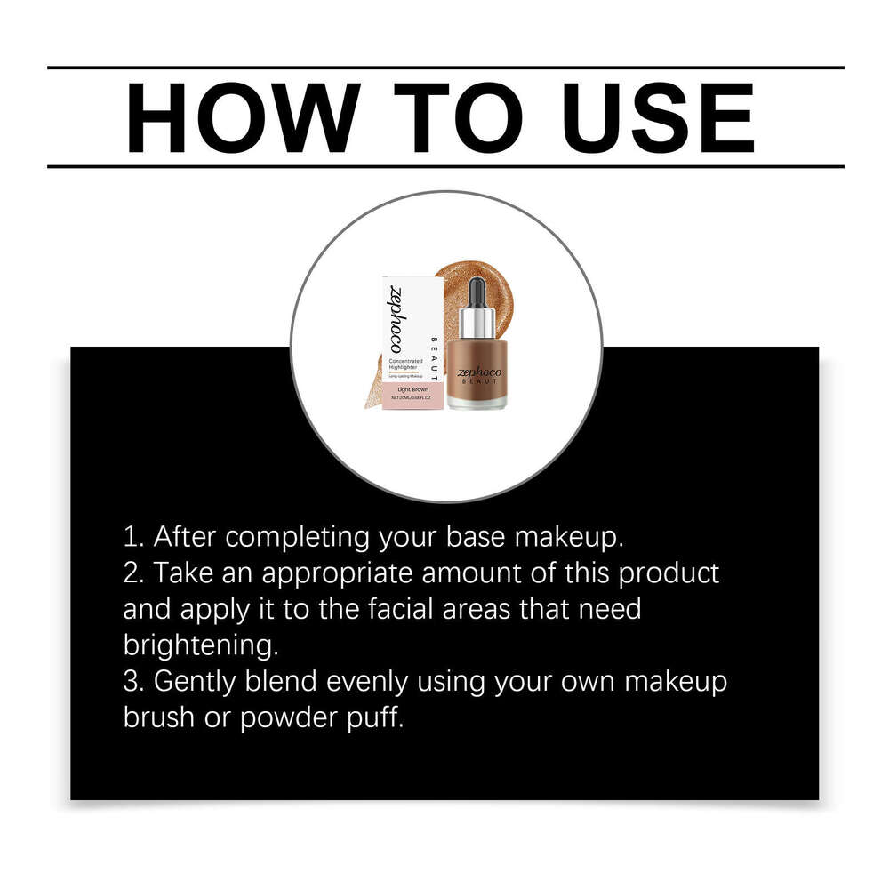 zephoco Light Brown Concentrated Highlighter Liquid Lightweight Texture Delicate Glossy Color Smooth Application