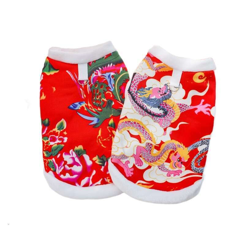 Pet Cat Autumn Winter New Year Dog Clothes Supplies Teddy Bichon Corgi Furry Wholesale Northeast Floral Coat