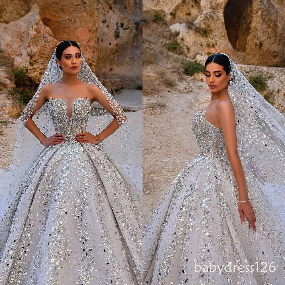Sexy Wedding Sweetheart Applicator Beads Lace Back Chapel Made to Order Bridal Dresses