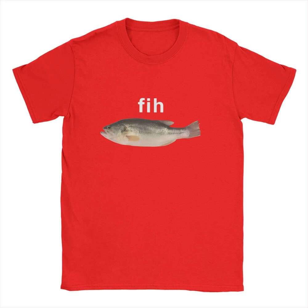 Fih Fish Meme for Casual Tee Shirt Sleeve Funny Summer Short Sleeved Harajuku Streetwear Tops Tees X260209