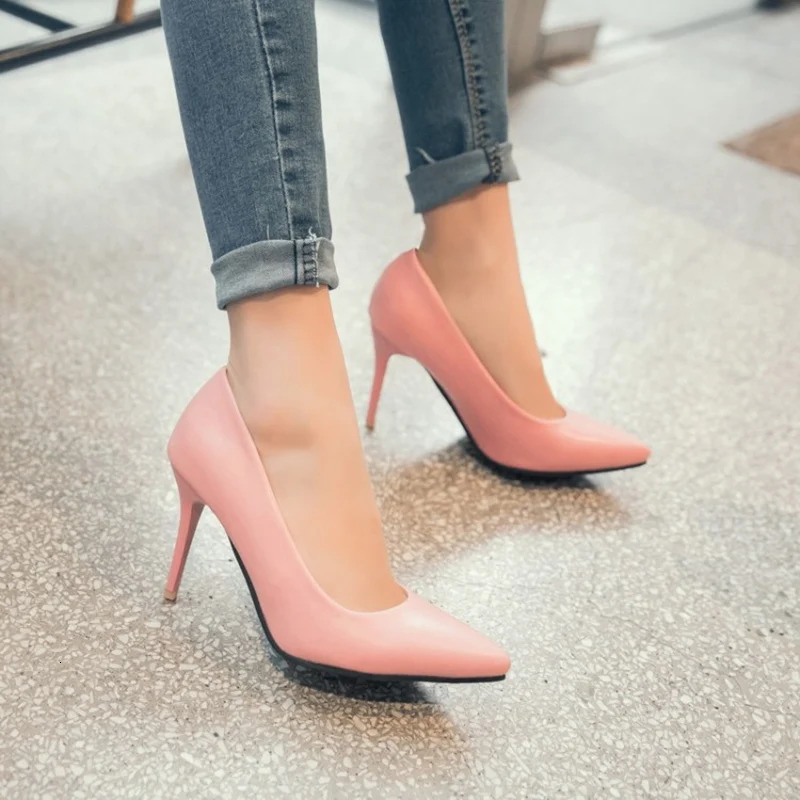 Fashion High Heel Pumps Shoes Elegant Pink Black Nude Thin Heeled Sexy Office Wedding Ladies Large Size 48 260208