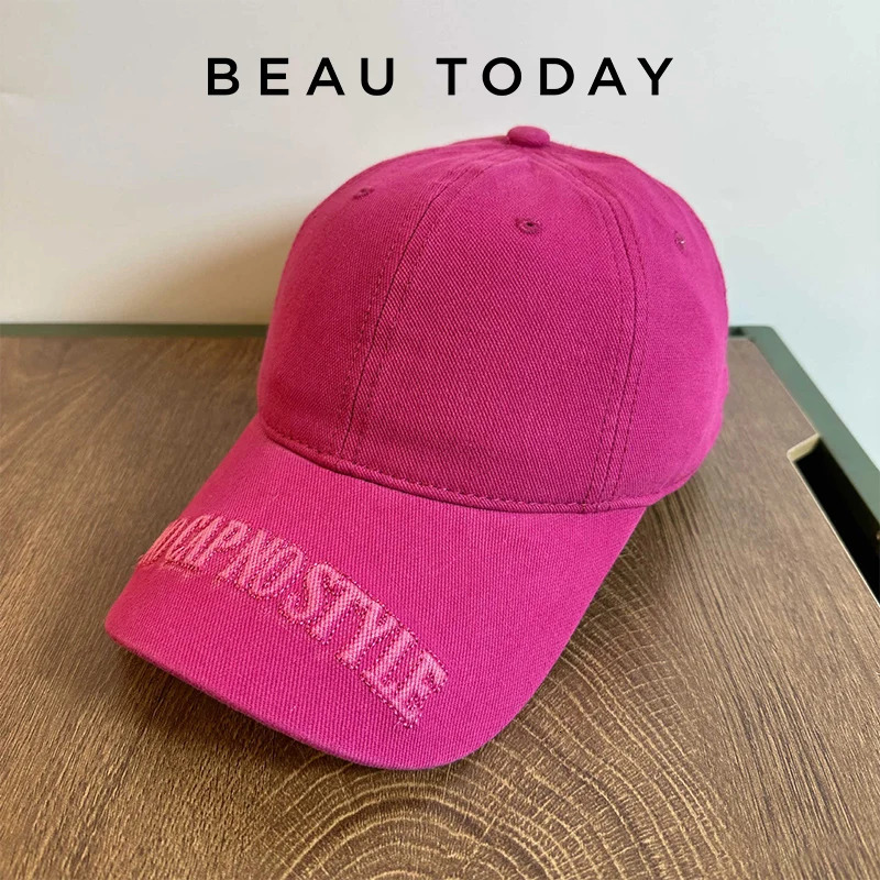 BEAUTODAY Spring Baseball Caps Women Cotton Large Size Rose Red Solid Color Ladies Accessories Handmade 96564 260208
