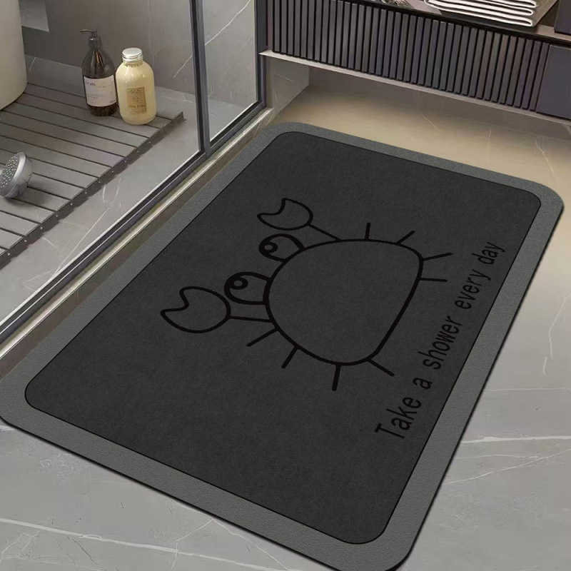 Bathroom floor mat gray door mat water-absorbent non-slip quick-drying dirt-resistant mat for bathroom entrance home use soft diatomite mat S260207