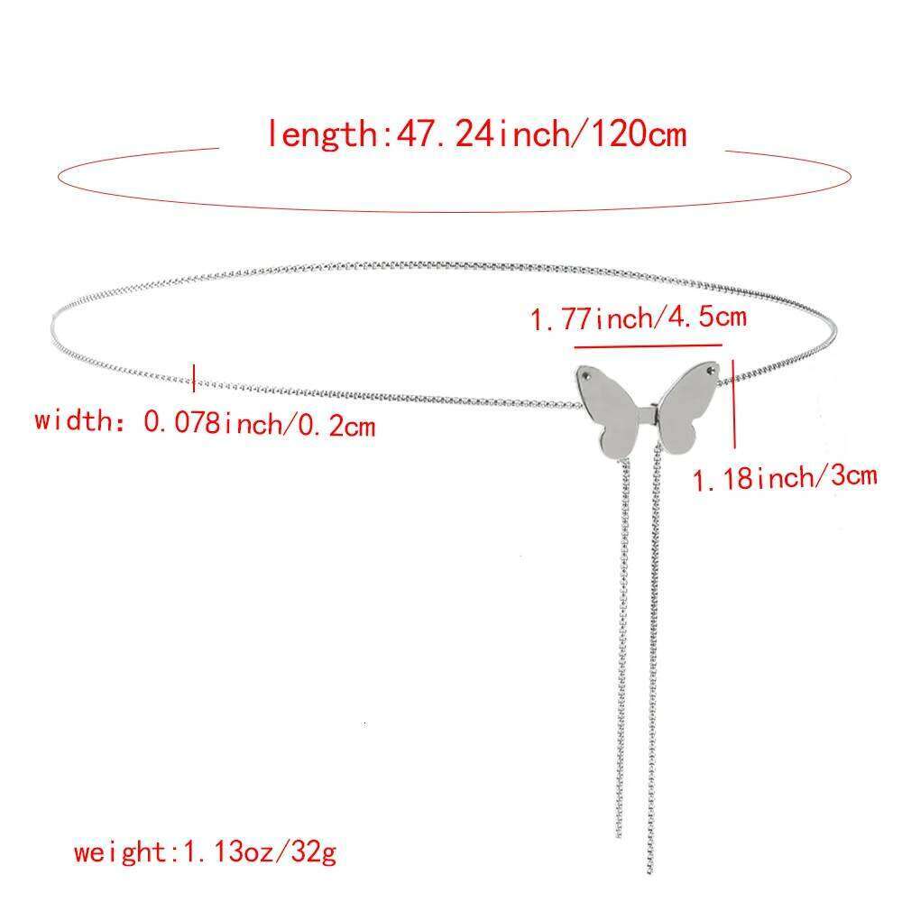 The new waist accessory women's skirt decoration senior sense butterfly chain with a necklace X260209