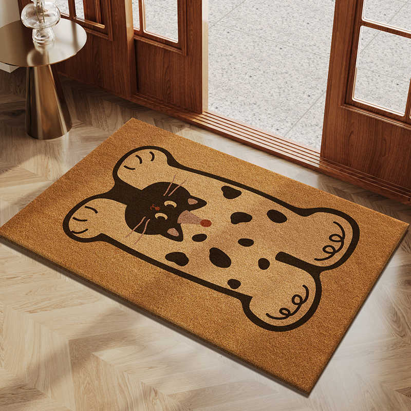 Cartoon Imitation Coconut Palm Entryway Doormat Home Entrance Mat Non-Slip Wear-Resistant Cuttable Dirt-Resistant Foyer Carpet S260207