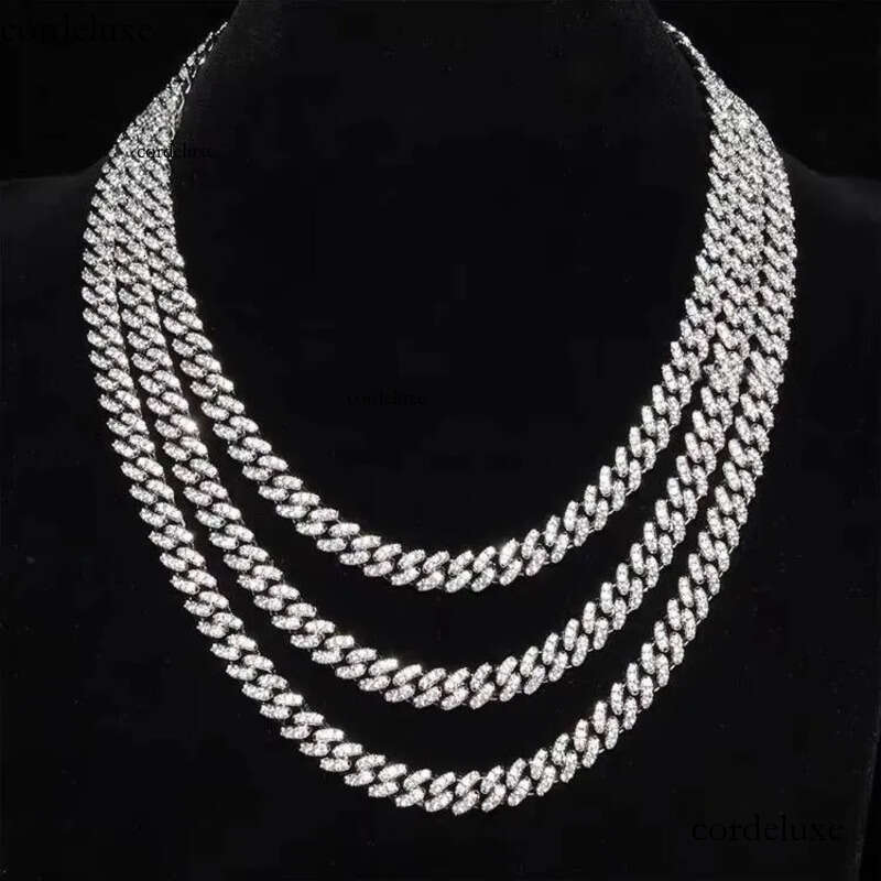 Bling Hip Hop 6mm 10mm Single Row Sier Pass Dia Tester Moissanite Necklace Cuban Link Chain d8