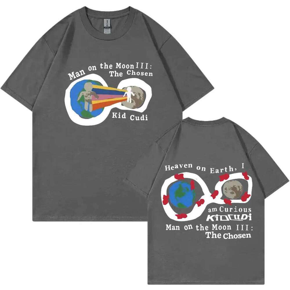 Rapper Kid Cudi Album Man on Moon III : The Chosen Graphic T Shirts Unisex Fashion Hip Hop T-shirt Casual Comfort Loose Tees X260209