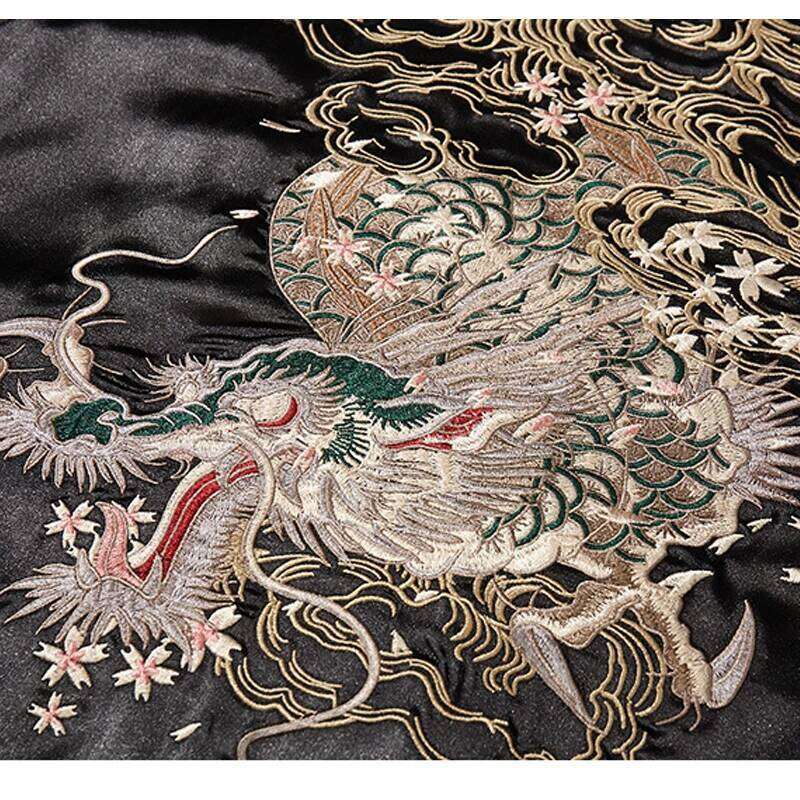 Mardi Hefxessdr Vintage Streetwear Japanese Sukajan Souvenir Spring Chinese Dragon Embroidered Loose Coat Varsity Jacket