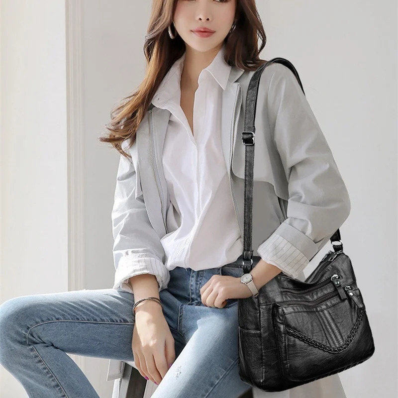 Vintage PU Crossbody Bag Retro Multi Layer Shoulder Womens Fashion Handbag Purse Female Work Travel Messenger 260208