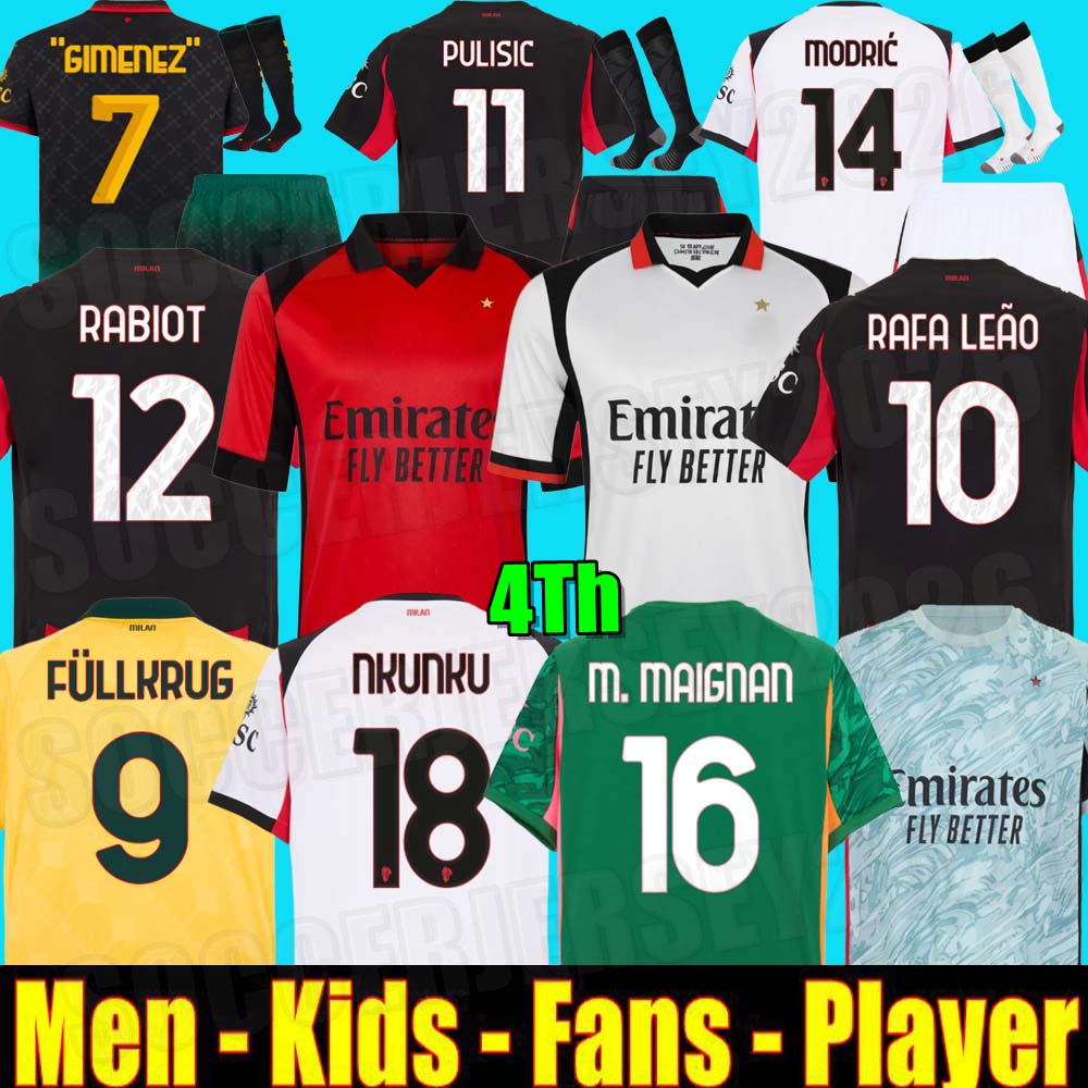 AC MilLAn 25 26 27 Black white Jerseys 2025 2026 2027 home away MODRIC THEO PULISIC RAFA LEAO NKUNKU Football shirts uniform fan 125th JASHARI JOAO FELIX FOFAFA fourth