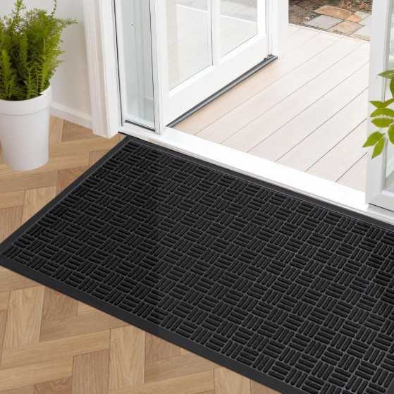 Loop Pile Embossed Rubber Doormat Foot Scraper Mud Cleaner Wear-resistant Simple Door Mat Non-slip Dirt-resistant Entryway Entrance Mat S260207