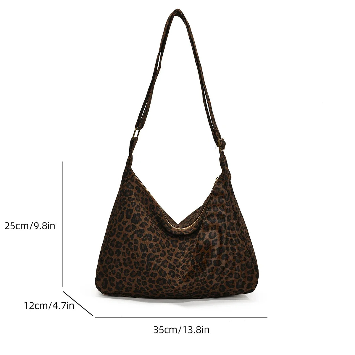 Fashionable leopard print bags largecapacity singleshoulder retro crossbody tote 260208