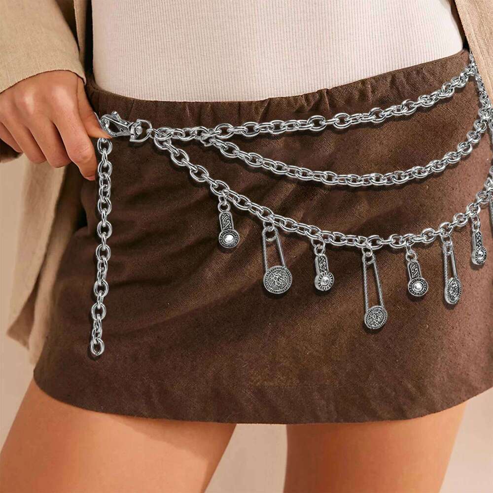 New metallic waist accessories Summer decor Sexy body chain with dress denim belt women's one outfit X260209