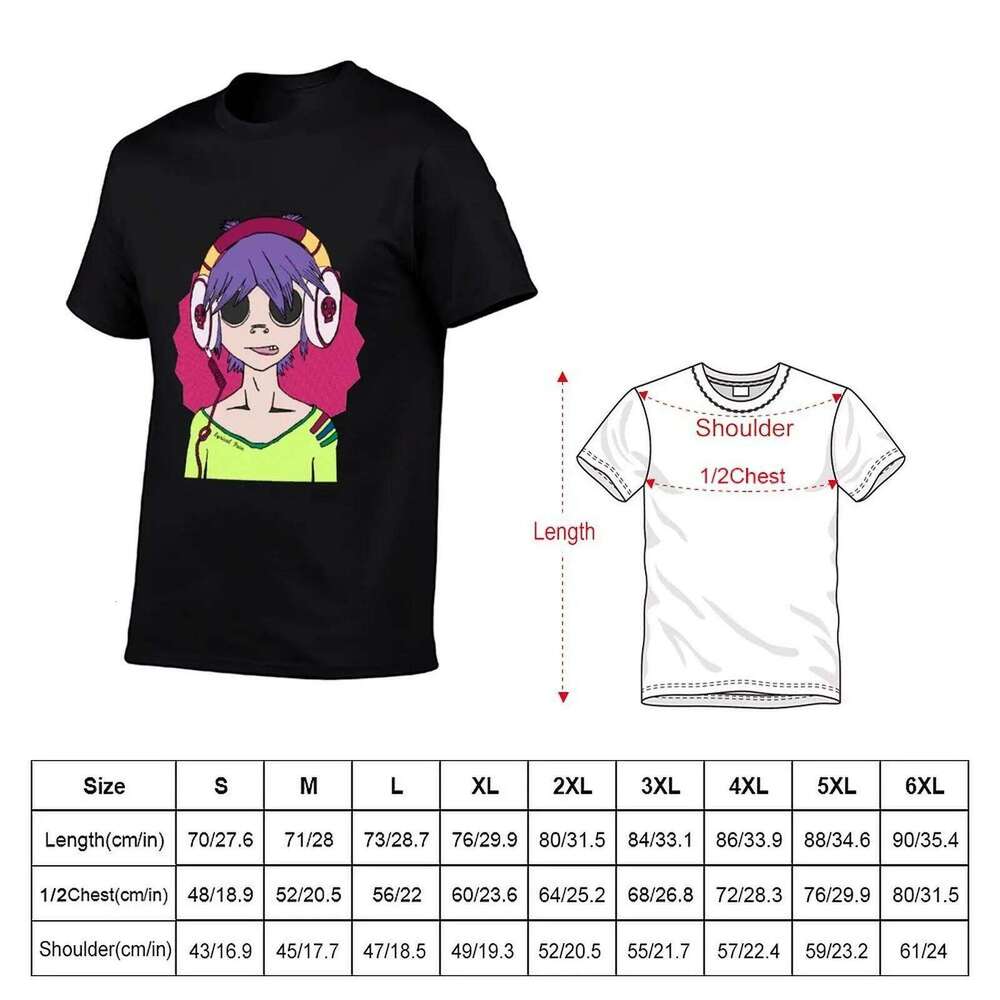 oversize cotton T-Shirt anime Gorrillaz t shirt man 2D Pain for Lyrical shirts heavy X260209
