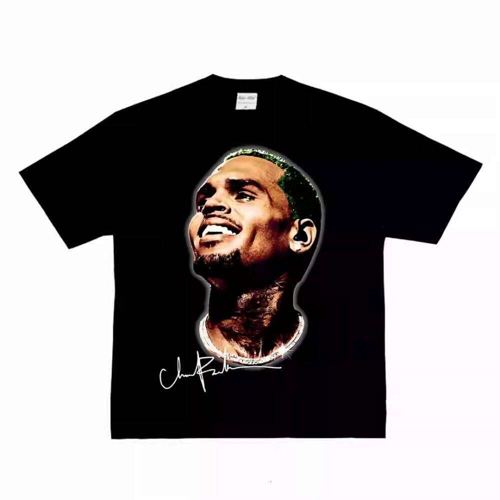 Chris Brown Green Hair Graphic T-Shirt Cotton Trendy R&B Style Unisex Crew Neck Streetwear spring Summer Casual Tees X260209