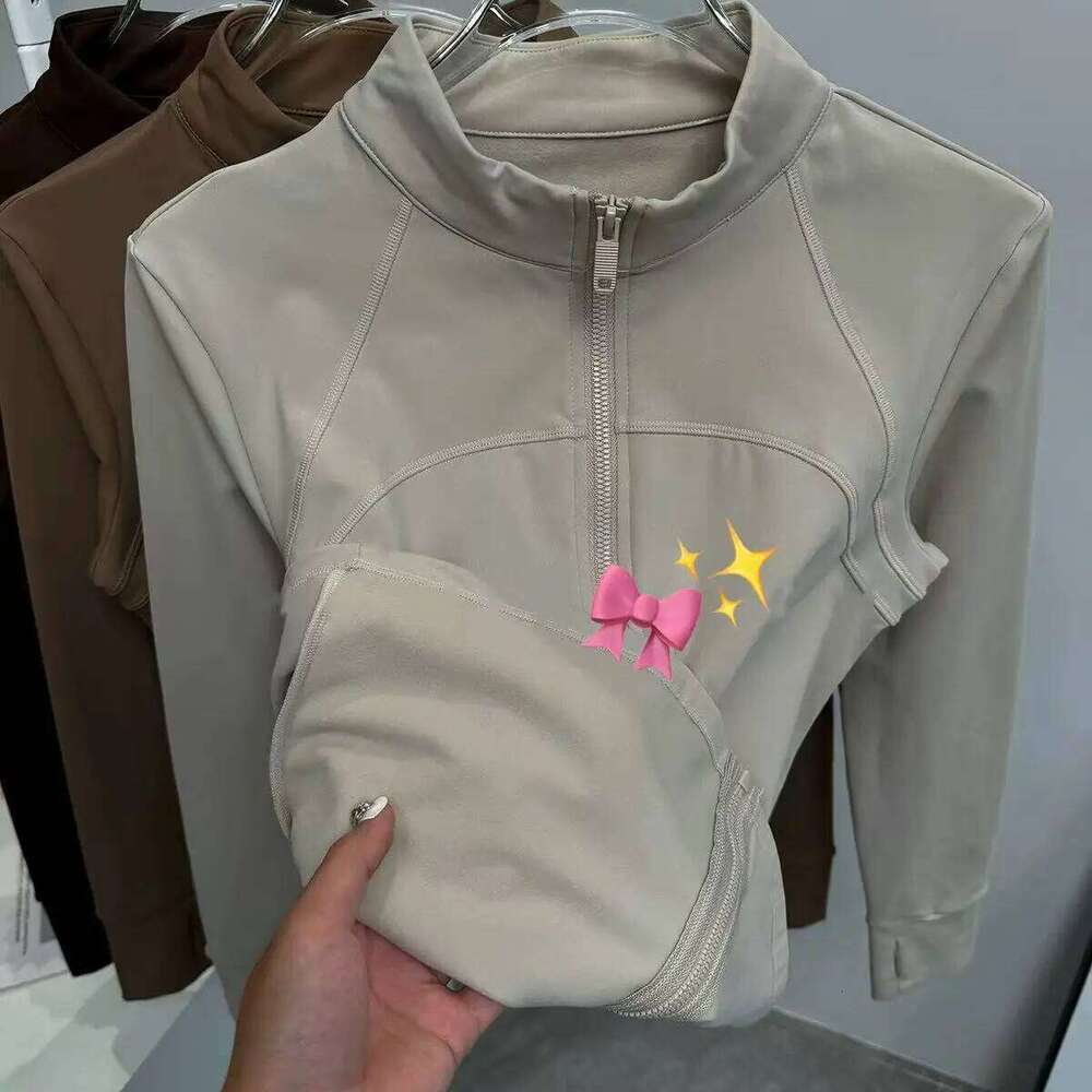 Yoga Women's High-end Standing Collar Long Sleeved Sports Training Fitness Top Windproof Running Suit 26Y0209