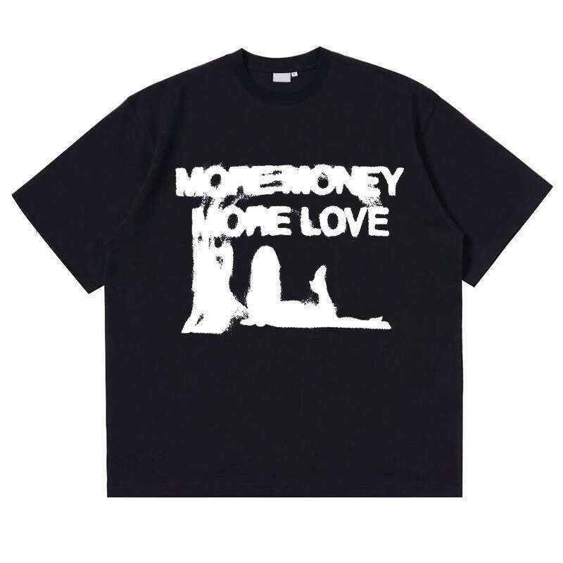 Men's oversized cotton print tops hip-hop Korean retro tees Y2k street aesthetic clothing short-sleeved top loose Tshirt X260209
