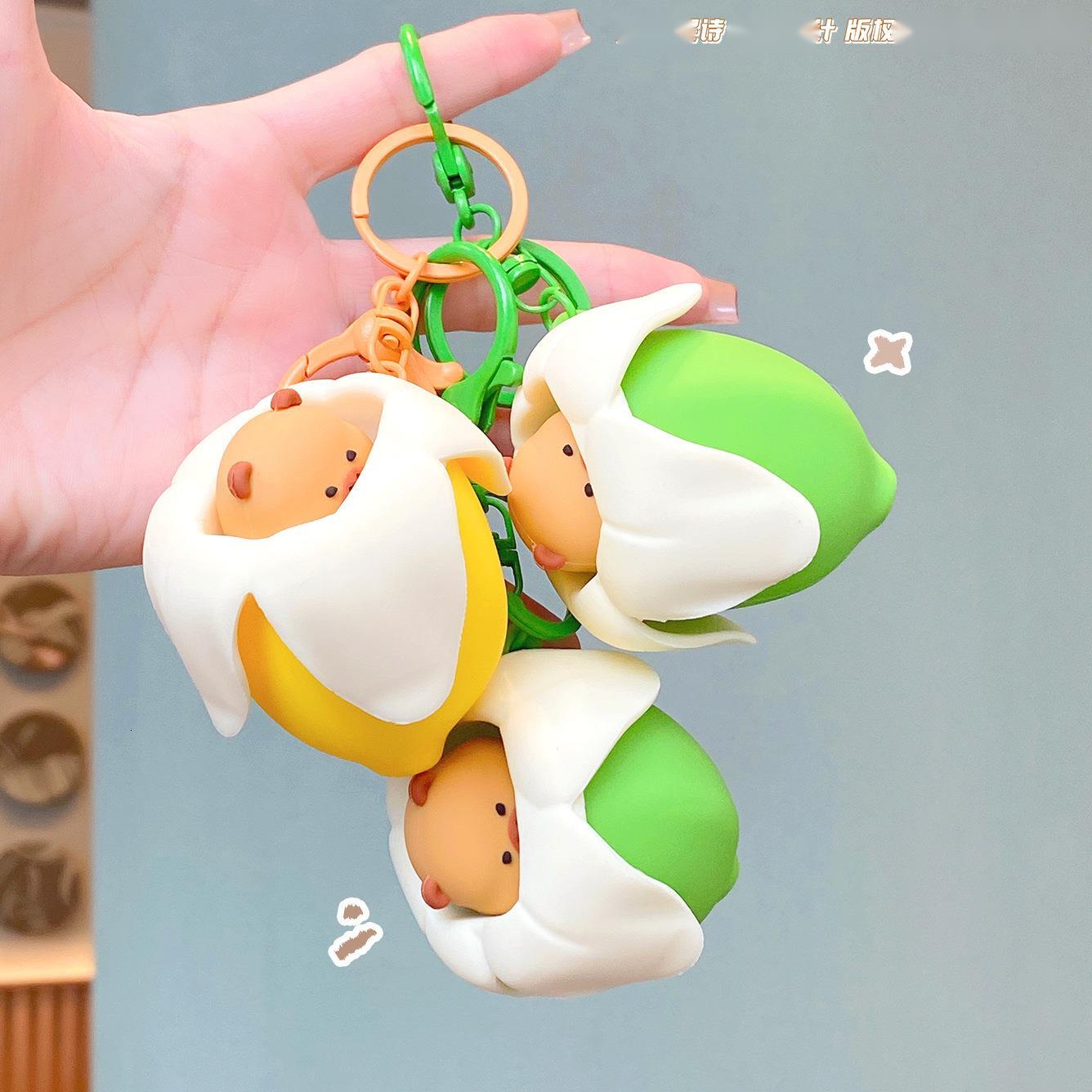 Squishy Cute Banana Capybara Pendant Fun Stress Relief Capybara Bag Charm Car Keychain