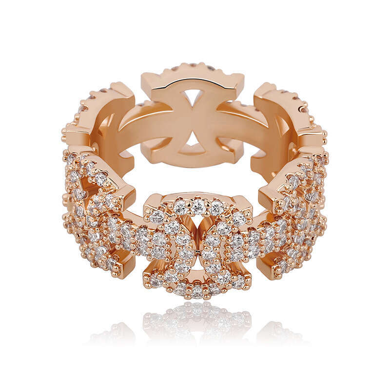 Butterfly Full Zircon Trendy Hip-hop Ring Personality Bowknot Hollow Jewelry