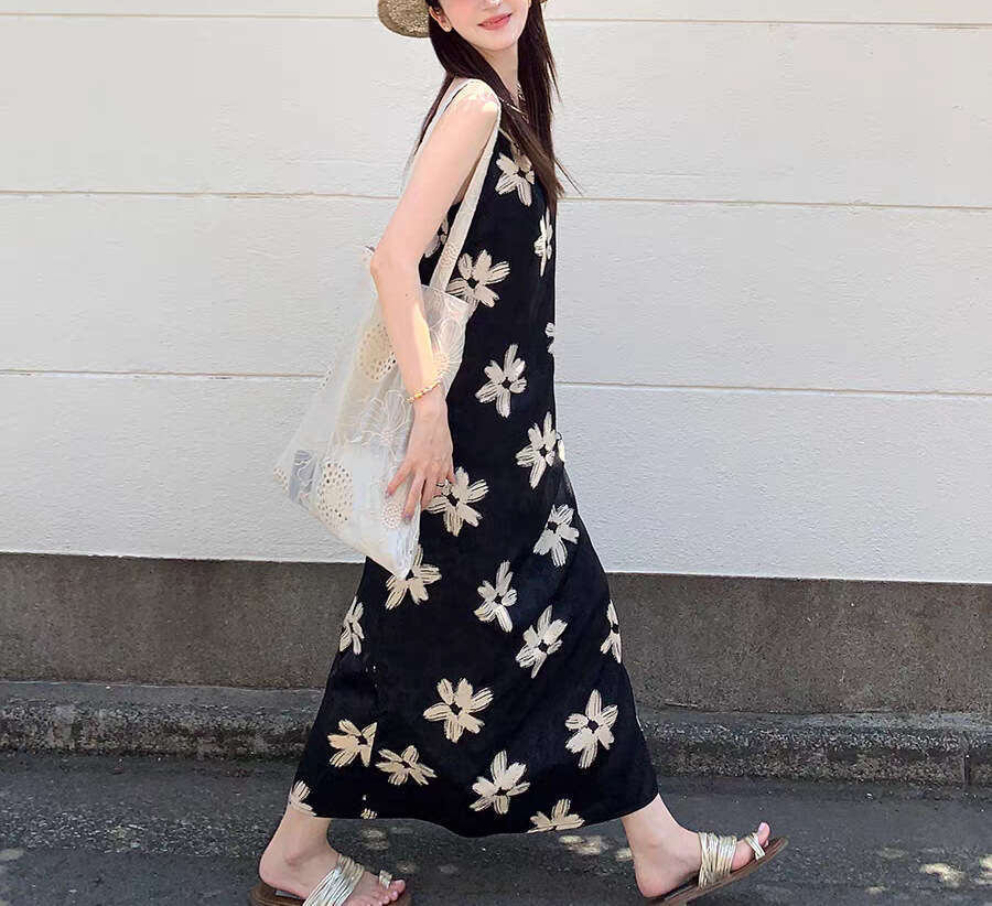 Floral Print Holiday Sle Women's Svel Strapl Dr A-Line Skirt French Sle Materni Dr Summer New Arrival