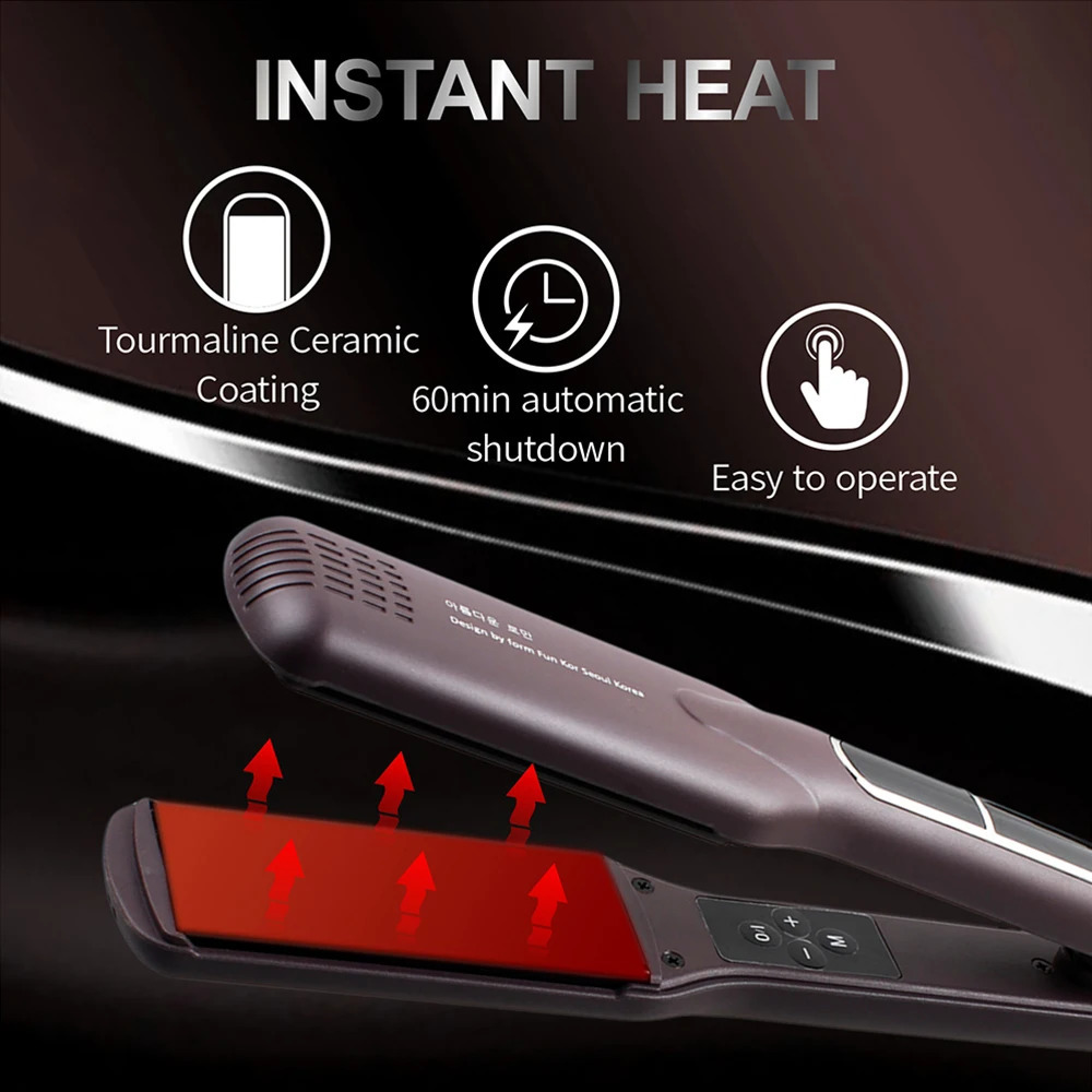 Professional Hair Straightener Curler Wide Plate Ceramic Hair Flat Irons Keratin Treatment 230 MCH Fast Heating Salon Styler 260126