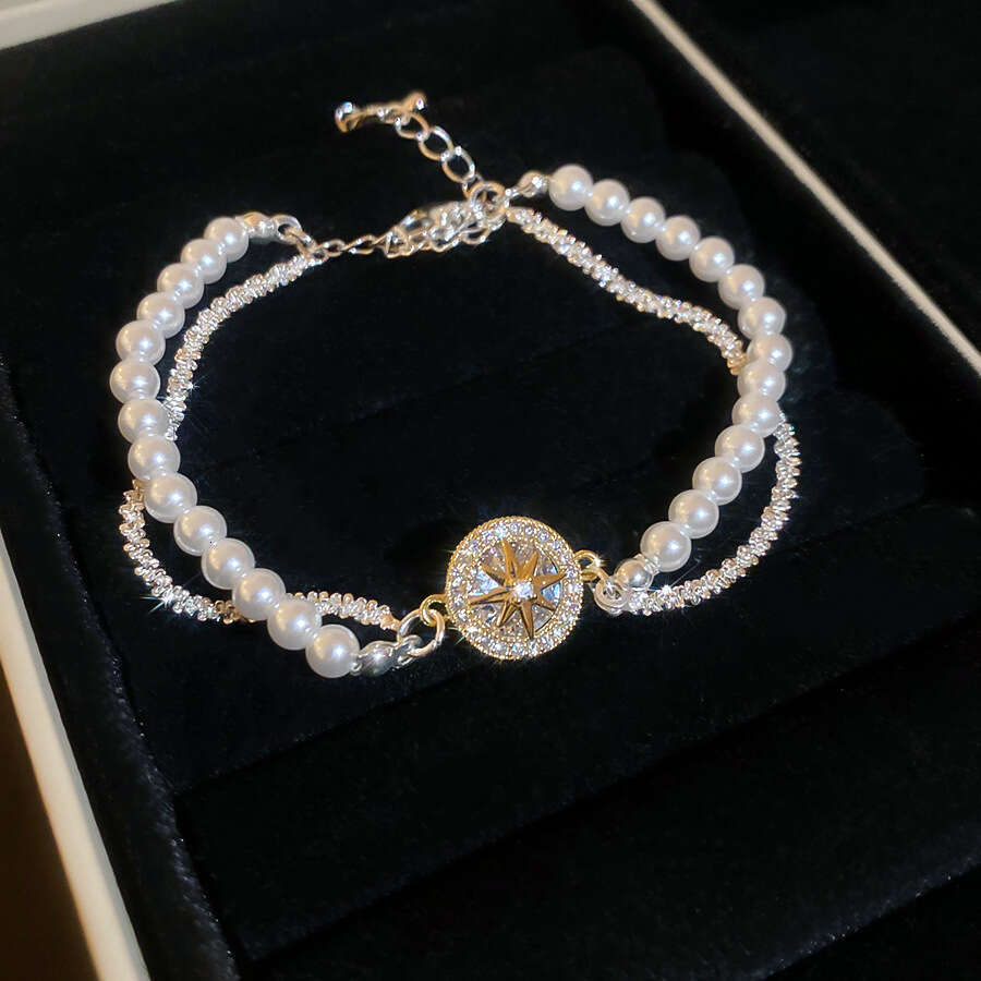 French Retro Zircon Star Pearl Exquisite Elegant Versatile Bracelet Light Luxury High-end Feel Women's Jewelry