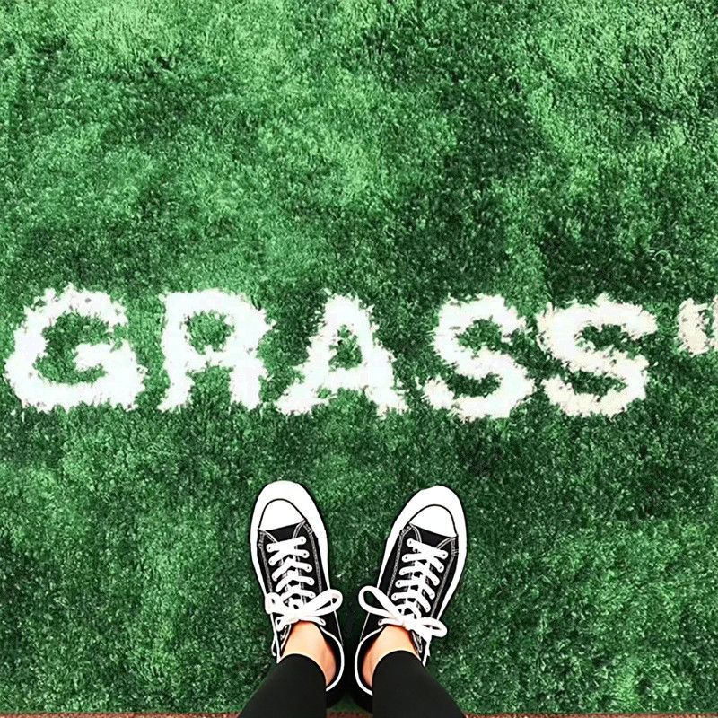 WET GRASS Rug Green Grass Classic Handmade Flocked Large Carpet Hypebeast Decor Parlor Bedroom Playroom Artistic Premium Floor Mat