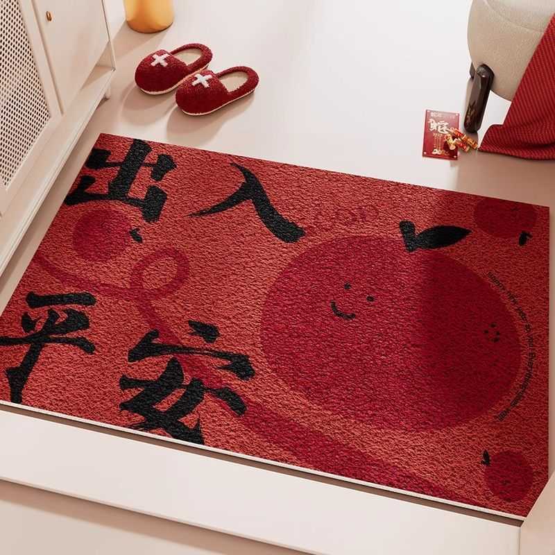Entrance Door Mat for Safe Entry Silk Loop Doormat for Indoor and Outdoor Use Red Carpet for Entrance Hallway S260207