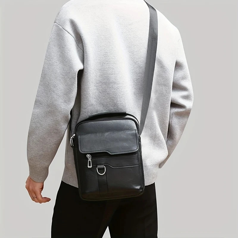 Neutral Style Shoulder Bag for Men and Women Suitable Business Travel Work Pu Solid Color Crossbody 260208