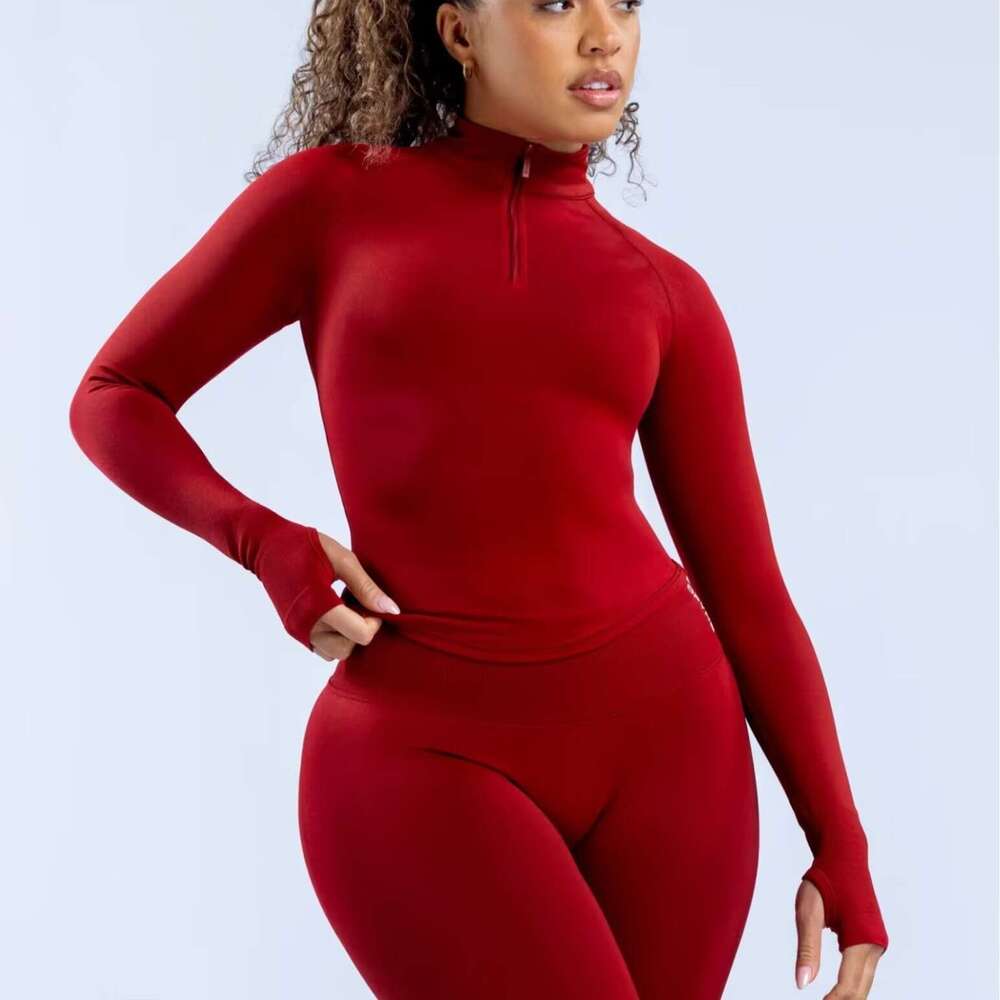 2026 Zipper Full Matte Ultra-Soft Nylon Fabric Tight Yoga Top Jacket Long Sleeve Fitness Apparel WKERSIY