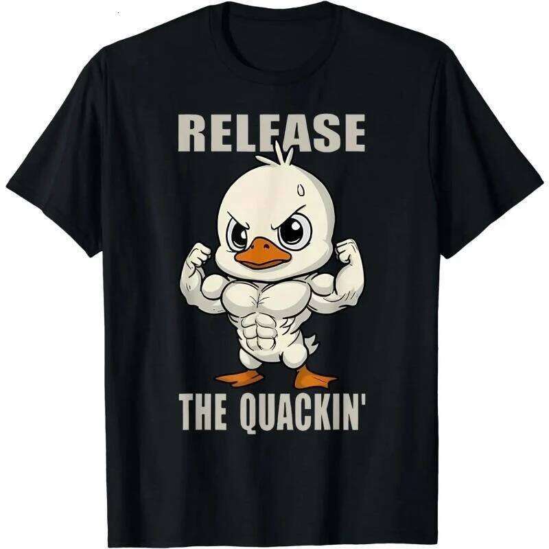 Funny Duck Fitness Black T-shirt For Men Fun Humour Text 3D Print Hip Hop Tee Shirts Summer Gym Sport Breathable Fashion Top X260209