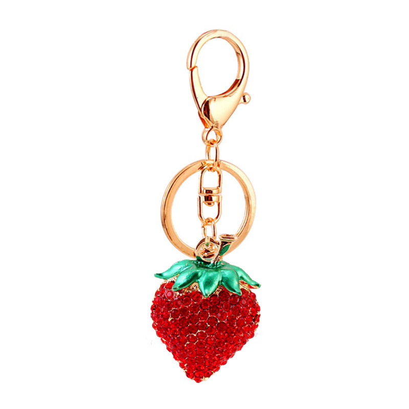Y2K Purse Accessory Key Chain Cute Rhinestone Creative Fashion New Car Hanging Decoration Keychain Fruit Strawberry Keychain Bag Pendant
