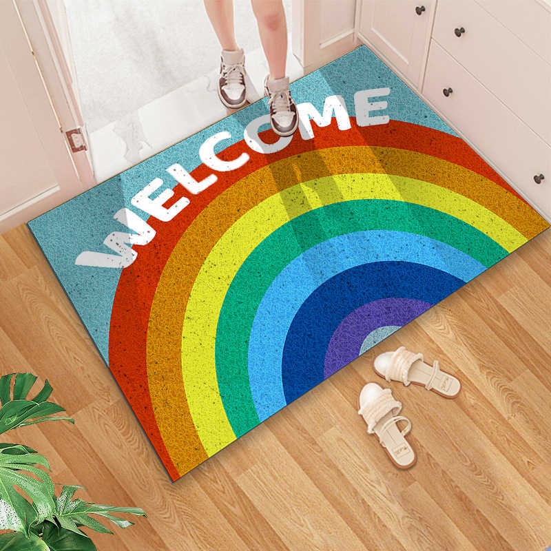 Floor mat for home entrance carpet door mat entryway door mat foot mat rainbow silk loop door mat S260207