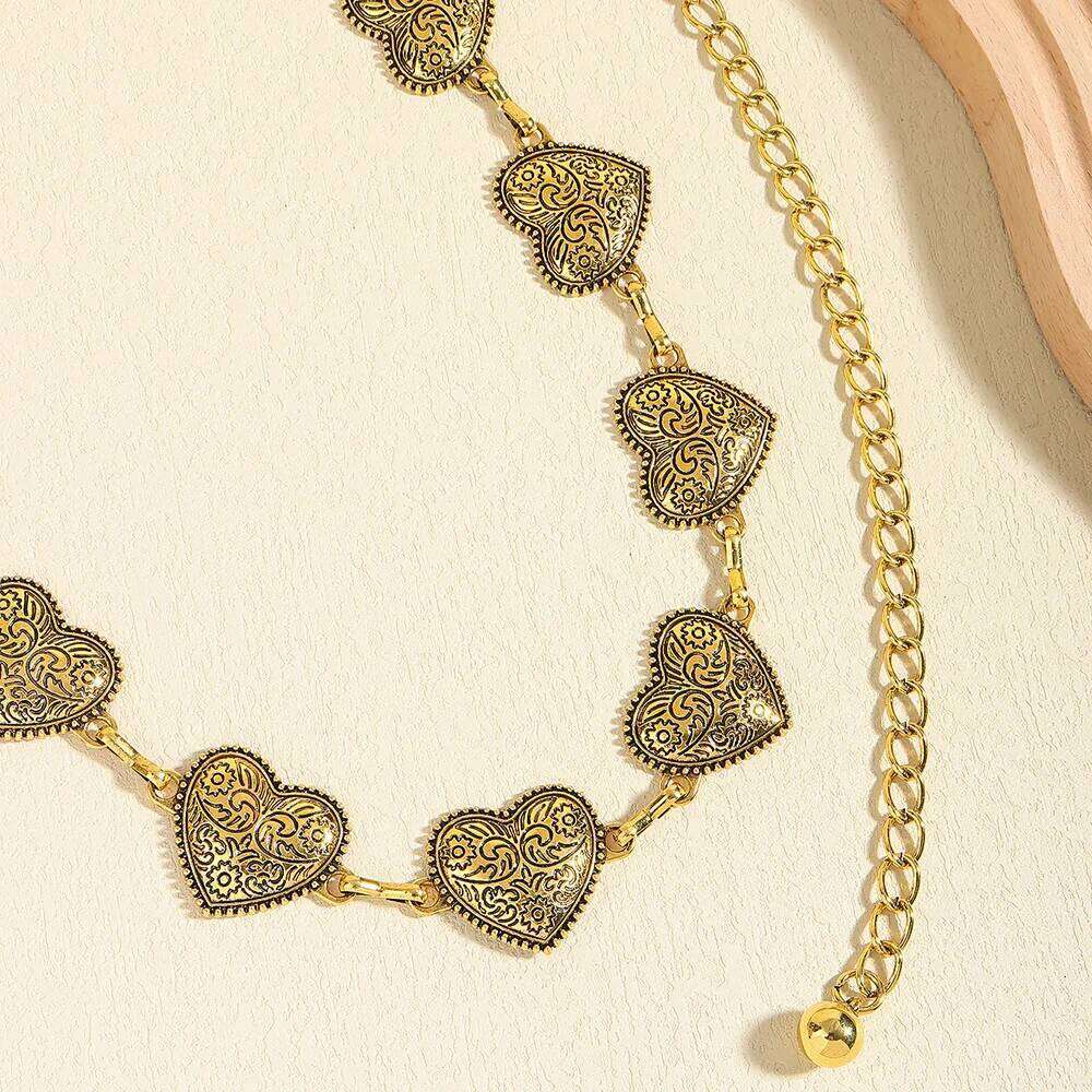 Hot women's waist chain retro love High quality elegant temperament metal belt with skirt X260209