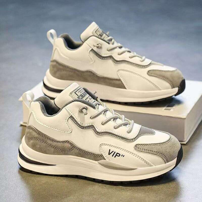 Men's Sneakers Autumn 2025 New Leather Casual Youth Running Thick Sole Dad Ins Trend Shoes for Men