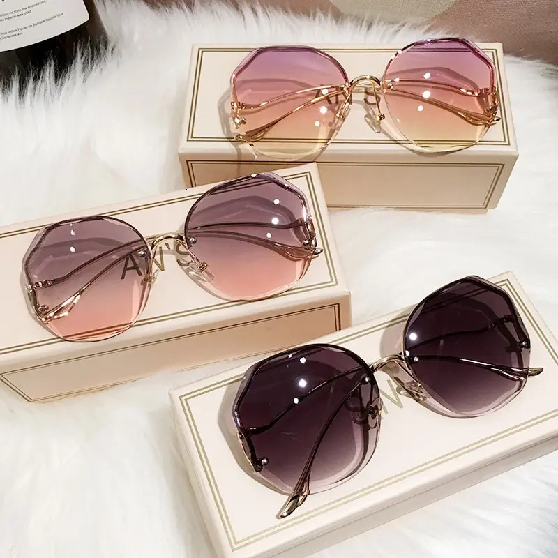 Rimless Sunglasse Metal Female Vintage Ladies Stylish n Oversized Square Sun Glasses UV400 260206