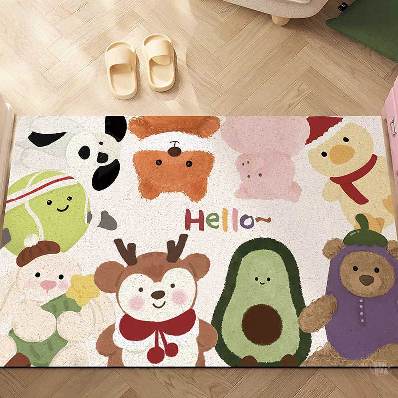 Cartoon Small Animal Entryway Doormat Dirt-Resistant and Easy to Clean Cuttable PVC Loop Doormat Entrance Mat S260207